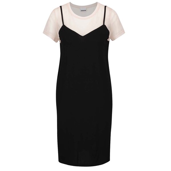 Rochie negru&roz pal Noisy May Trinna cu aspect 2în1