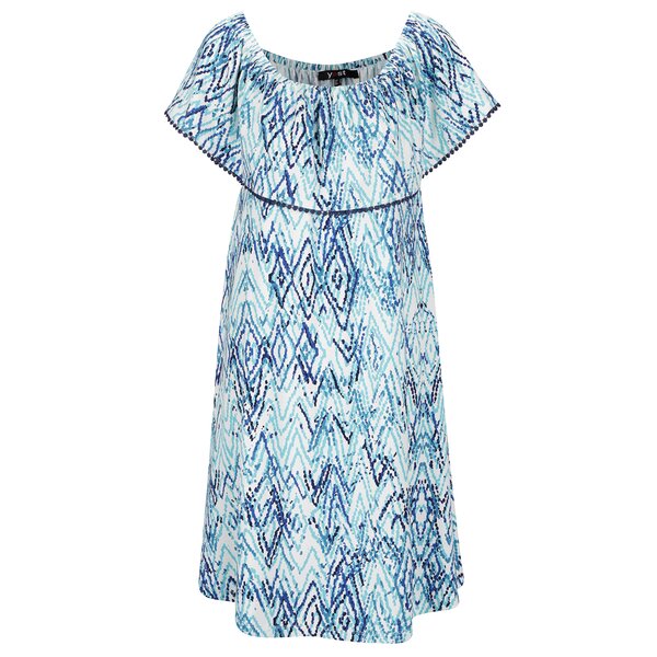 Rochie alb&albastru cu volănaș oversized Yest