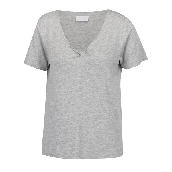 Tricou gri melanj Vila Nene cu nod decorativ