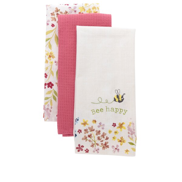 Set de 3 prosoape roz&crem de bucătărie Cooksmart cu print floral