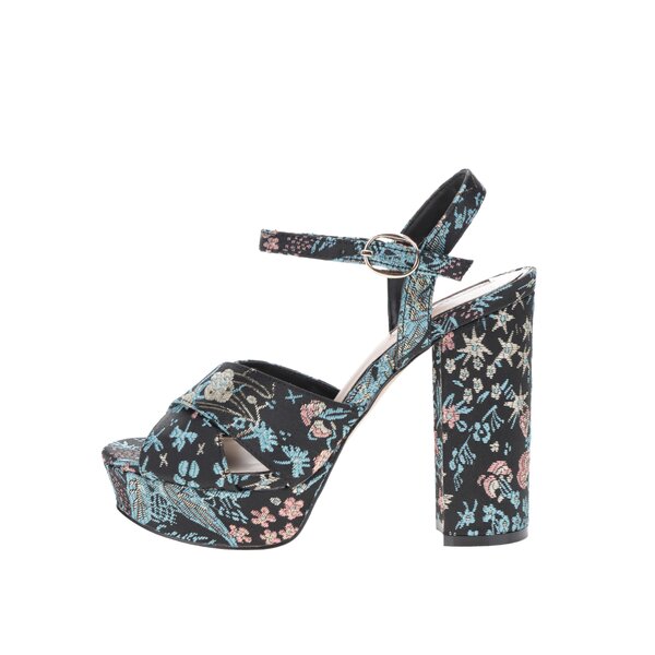 Sandale negre Miss Selfridge cu broderie florală