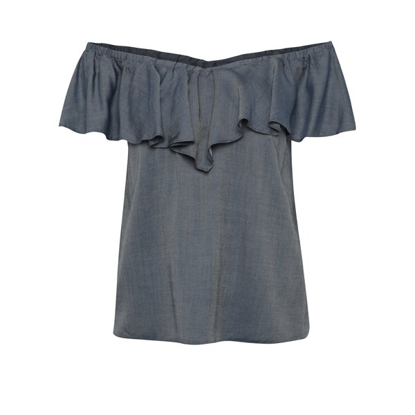 Top albastru Miss Selfridge cu volan amplu