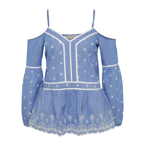 Bluză albastră Miss Selfridge cu decupaj pe umeri