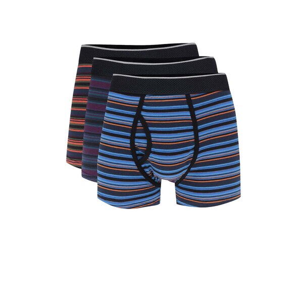 Set 3 perechi de boxeri multicolori Burton Menswear London cu model în dungi