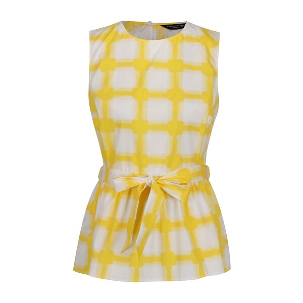 Top alb&galben Dorothy Perkins cu print geometric