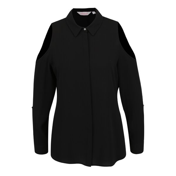 Cămașă neagră Dorothy Perkins Petite cu decupaje pe umeri