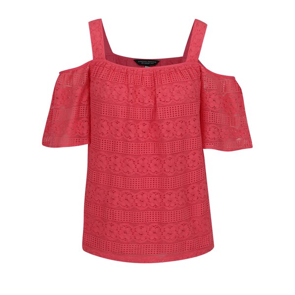 Top roz corai Dorothy Perkins din dantelă