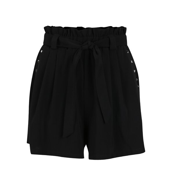 Pantaloni scurți negri Haily´s Mandy cu panglică în talie
