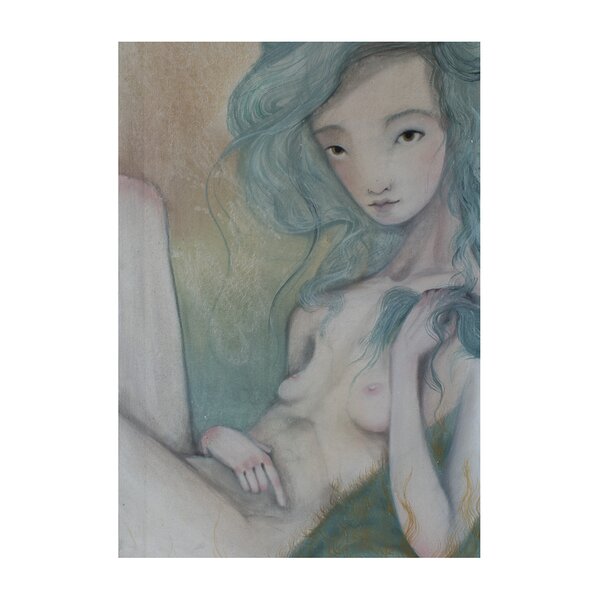 Poster Asteptare, in nuante de albastru si crem, Lena Brauner, 50x70 cm