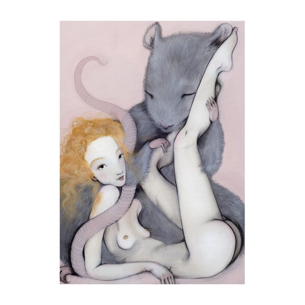 Poster Mysak, in nuante de gri, roz si crem, Lena Brauner, 50 x 70 cm