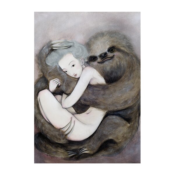Poster Lenochod, in nuante de crem si gri, Lena Brauner, 50 x 70 cm
