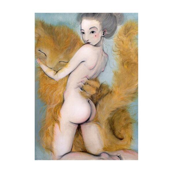 Poster Kocur, in nuante de maron, albastru si crem, Lena Brauner, 50 x 70 cm
