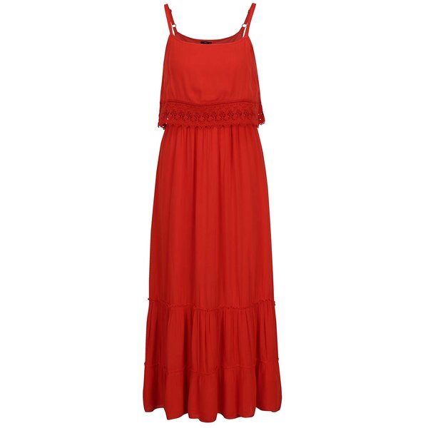 Rochie maxi roșie M&Co cu inserții din dantelă