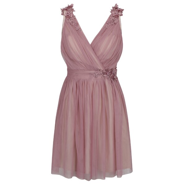 Rochie roz prăfuit Little Mistress cu decupaj la spate