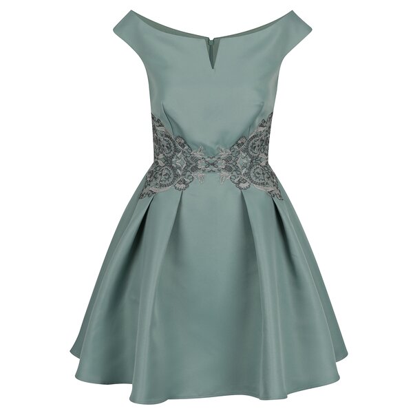 Rochie verde deschis Little Mistress cu aplicații din dantelă