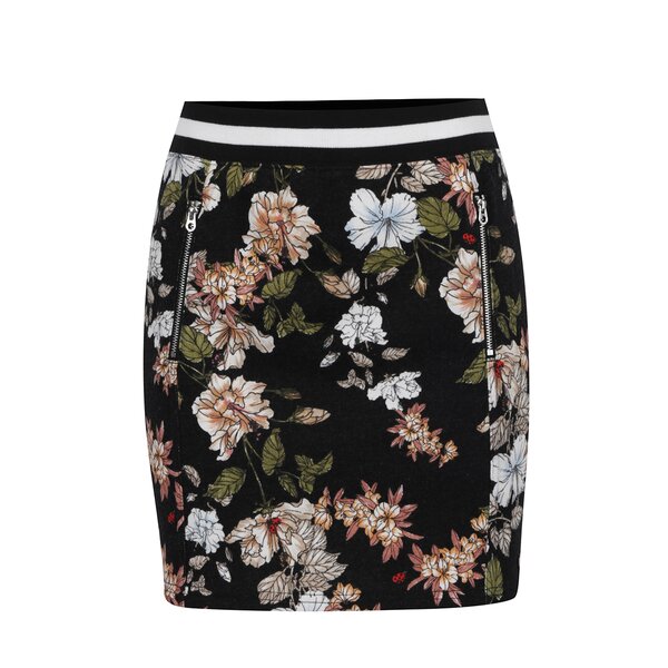 Fustă neagră Juicy Couture cu imprimeu floral