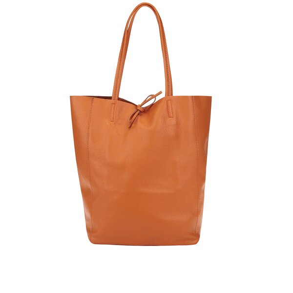 Geanta shopper oranj din piele - ZOOT Simple