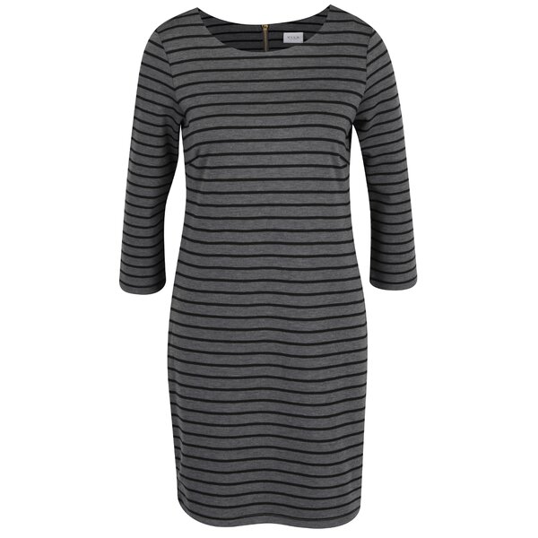 Rochie negru&gri VILA Tinny cu model în dungi