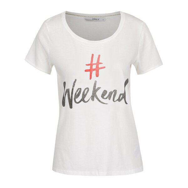 Tricou alb cu imprimeu text ONLY Happy