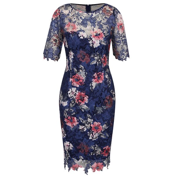 Rochie bleumarin din dantelă cu model floral Paper Dolls
