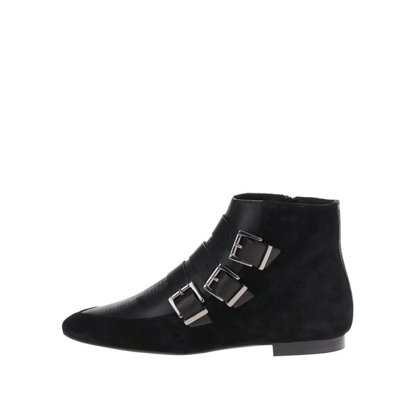 Botine negre de piele cu catarame Pieces Pelippa