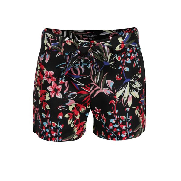 Pantaloni scurți negri cu imprimeu floral Dorothy Perkins