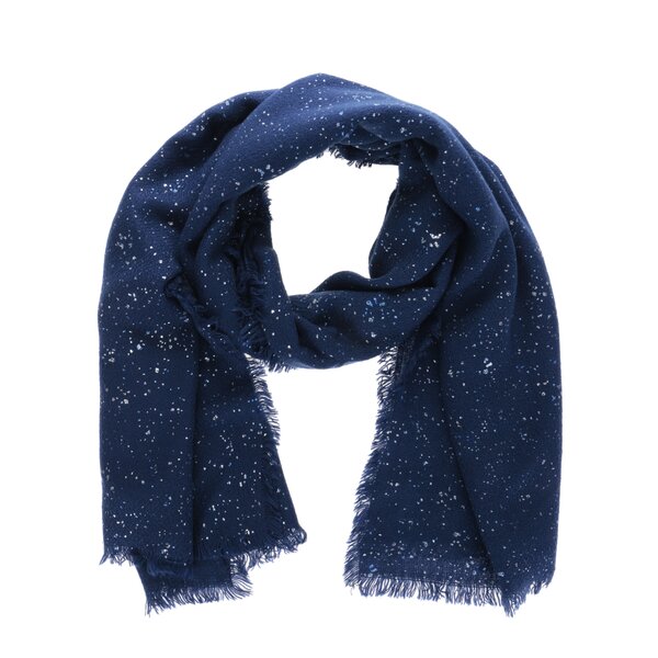 Eșarfă bleumarin cu franjuri Desigual Rectangle Metal Splatter