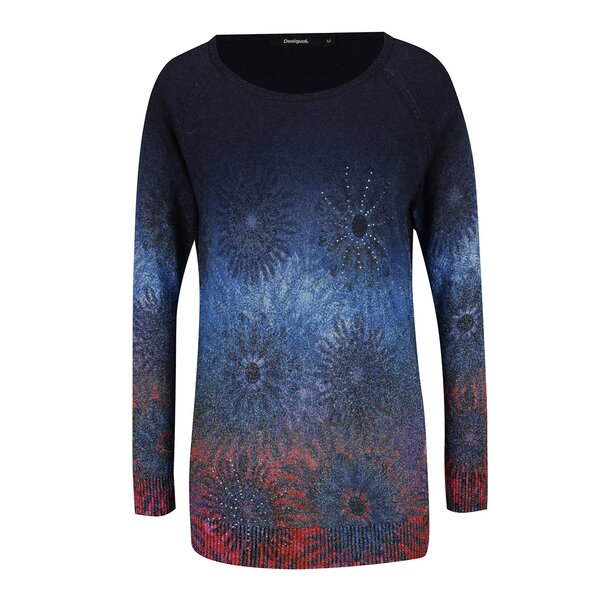 Pulover multicolor cu print floral cu aspect decolorat Desigual Basic Carlin