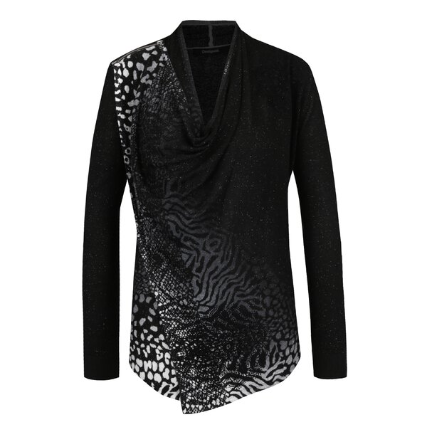Pulover cu animal print și model asimetric Desigual Adeline