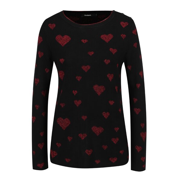 Pulover negru cu print roșu Desigual África