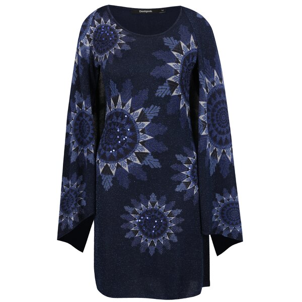 Rochie bleumarin 2 în 1 cu șal în ton Desigual Helen