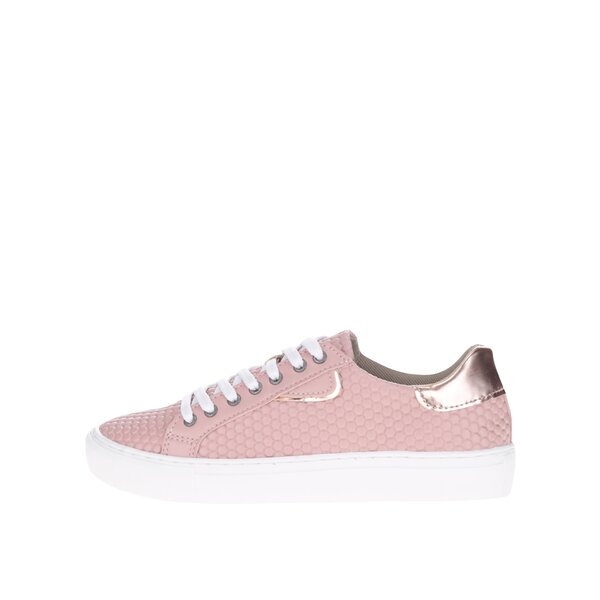 Pantofi sport roz cu model în relief Tamaris