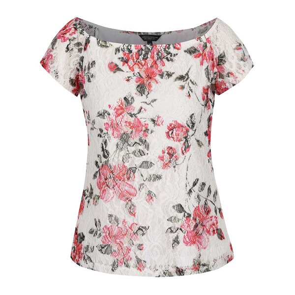 Bluză de dantelă cu print floral Dorothy Perkins