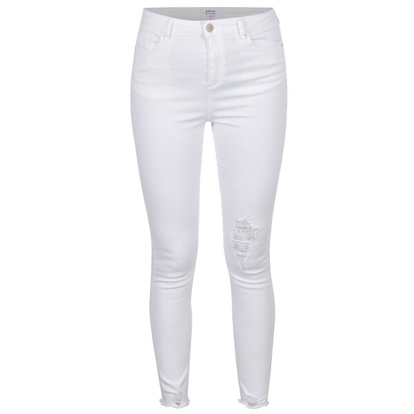 Blugi albi skinny cu aspect uzat Miss Selfridge