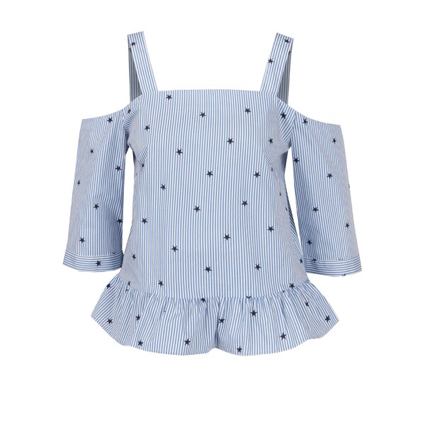 Bluză în dungi cu print stele și decolteu pe umeri Miss Selfridge Petites