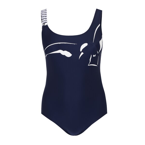 Costum de baie bleumarin & alb Ulla Popken