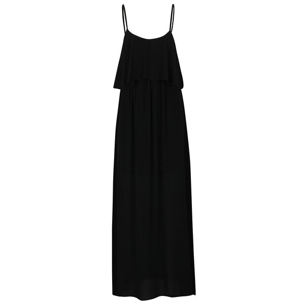 Rochie neagră maxi cu volan ZOOT