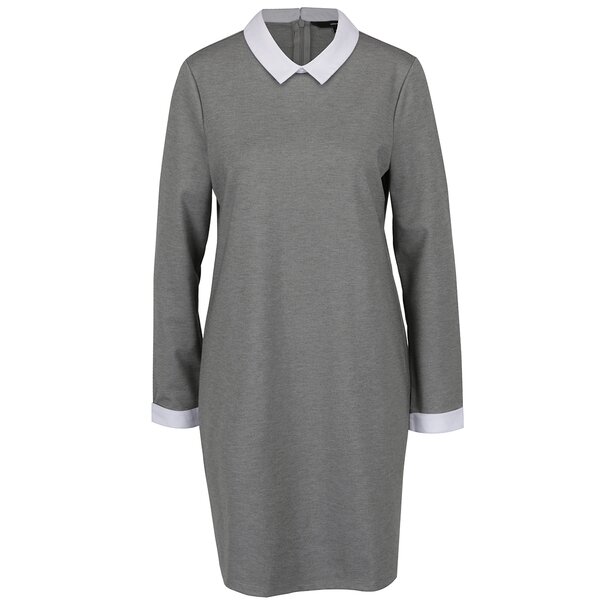 Rochie gri & alb VERO MODA Cindy cu guler de cămașă