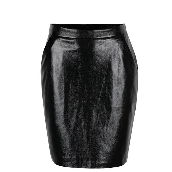 Fustă neagră VERO MODA Rebelle aspect piele