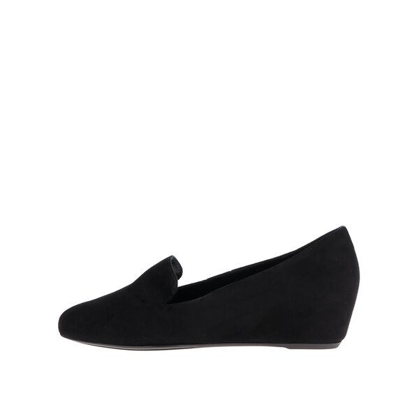 Mocasini negri din piele întoarsă Högl cu talpă wedge