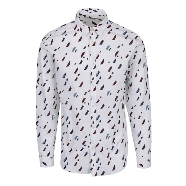 Cămașă albă cu print grafic Jack & Jones Premium Geometric Rain