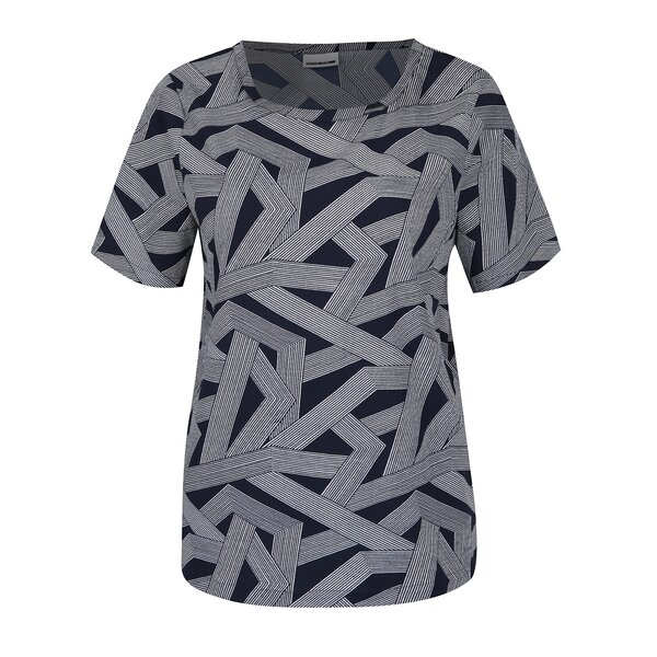 Tricou cu imprimeu geometric alb & bleumarin - Noisy May Trigger