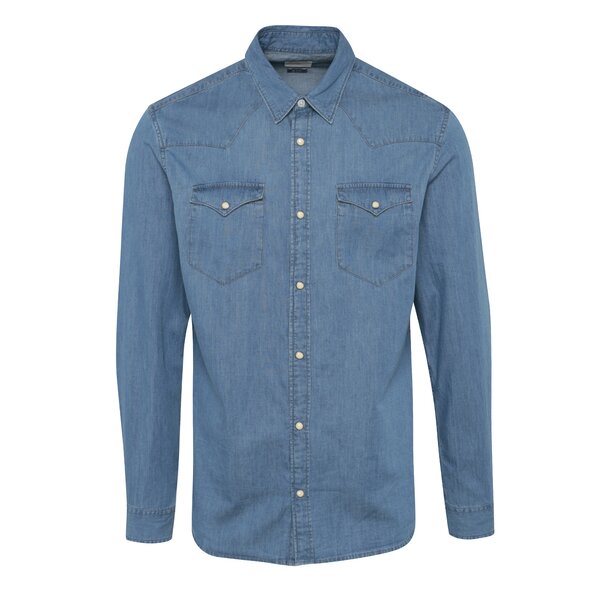 Cămașă albastră slit fit din denim Selected Homme One Ned