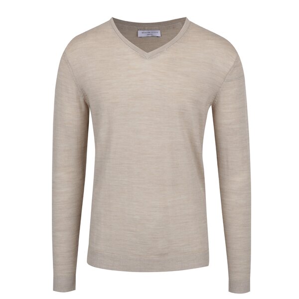 Pulover subtire bej din lana Merino - Selected Homme Tower
