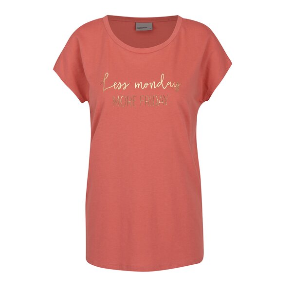 Tricou roz cu print auriu VERO MODA Nora