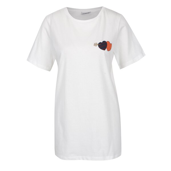 Tricou alb cu print inimă Noisy May Frank