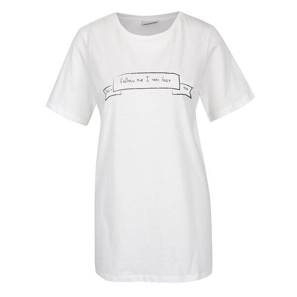 Tricou alb cu print text Noisy May Frank