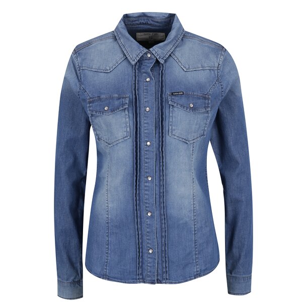 Cămașă albastră pentru femei din denim Garcia Jeans