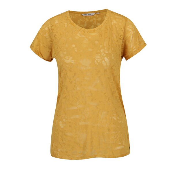 Tricou galben de damă cu model transparent Garcia Jeans