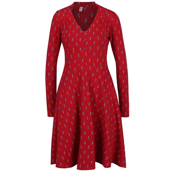 Rochie midi roșie cu print mărunt Blutsgeschwister